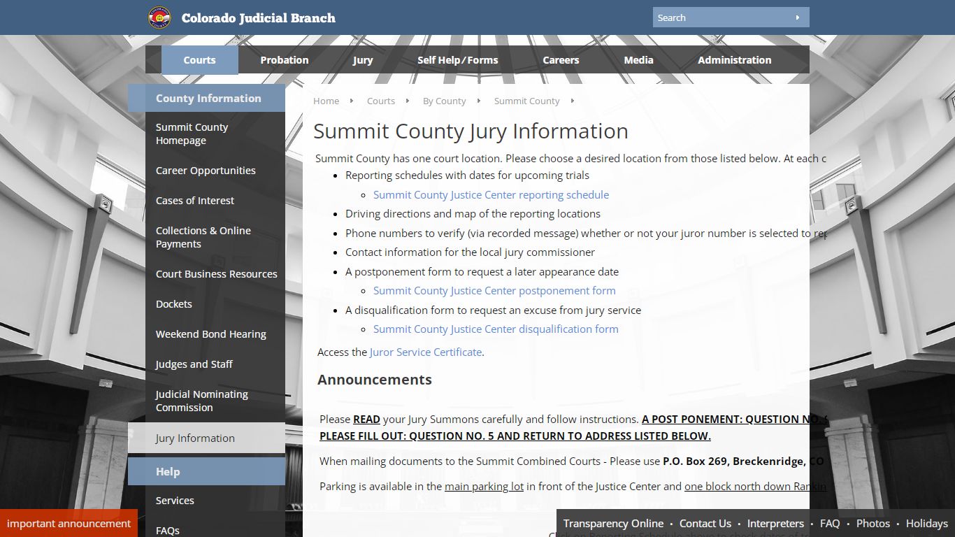 Colorado Judicial Branch - Summit County - Homepage